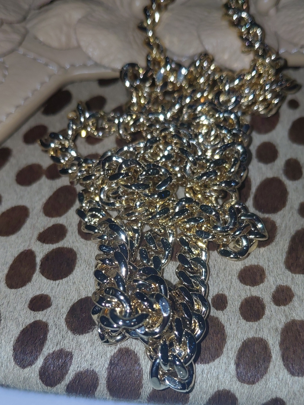 Floral Applique Calf Hair Leopard-Print Crossbody Bag in Beige - Picture 13 of 14